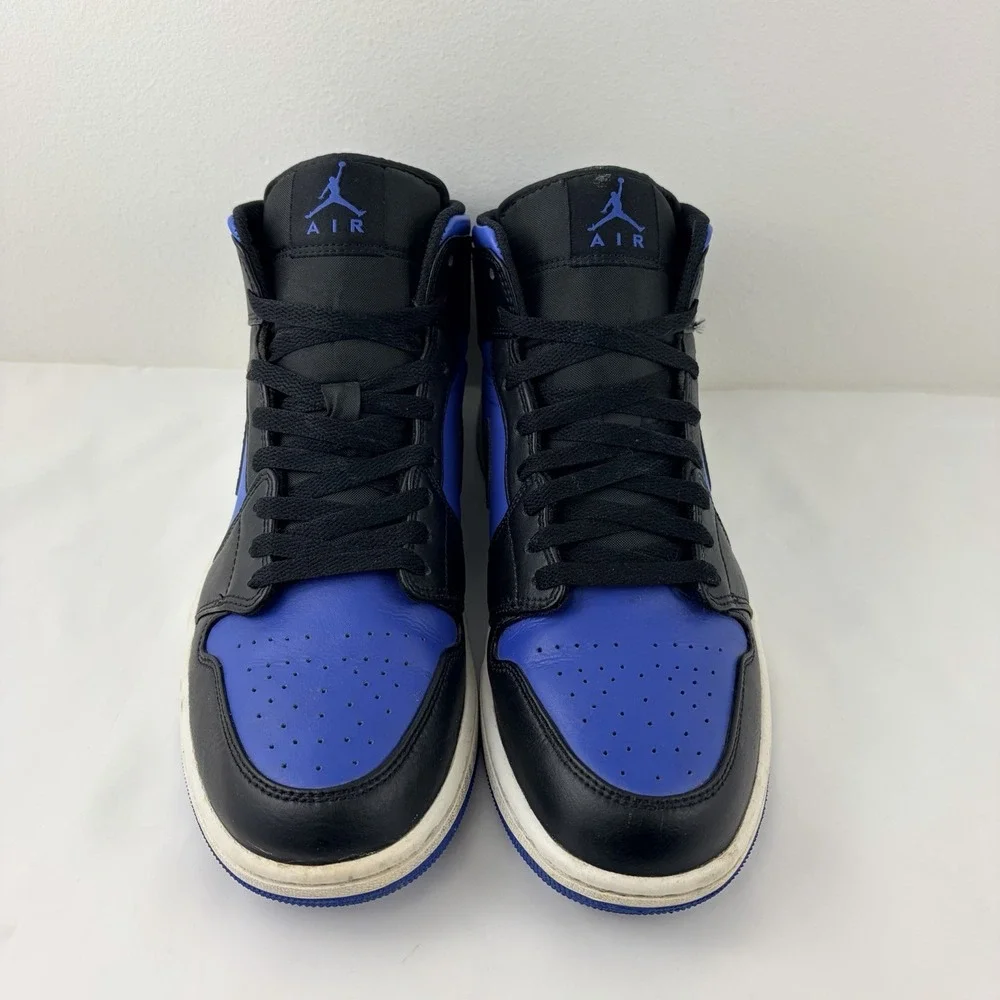 Air Jordan 1 Mid Black Royal Blue DQ8426-042 Men's Size 10 Leather Sneakers
